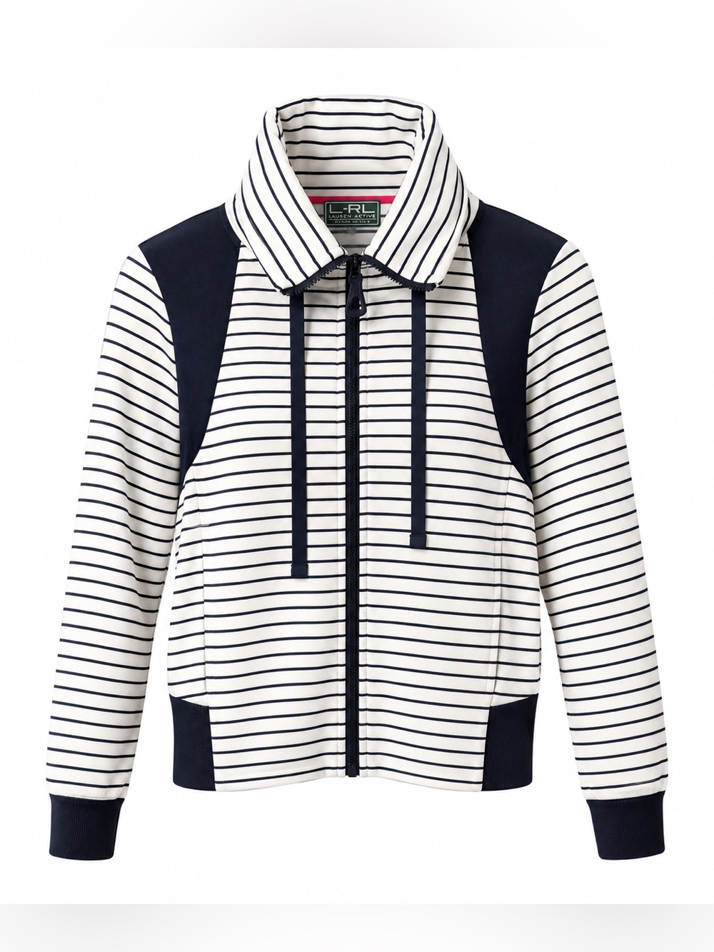 Lauren Active Ralph Lauren Striped Mock Neck Full Zip Jacket XL